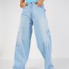 Women Lyush | Women'S Ice Blue Wide Leg Jeans - Lyush