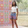 Women AKS | Women'S U0026 Pink Floral Print Shorts - Aks Blue