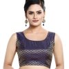 Women Madhu Fashion | Women'S Sleeveless Brocade Readymade Saree Blouse - Madhu Fashion Blue