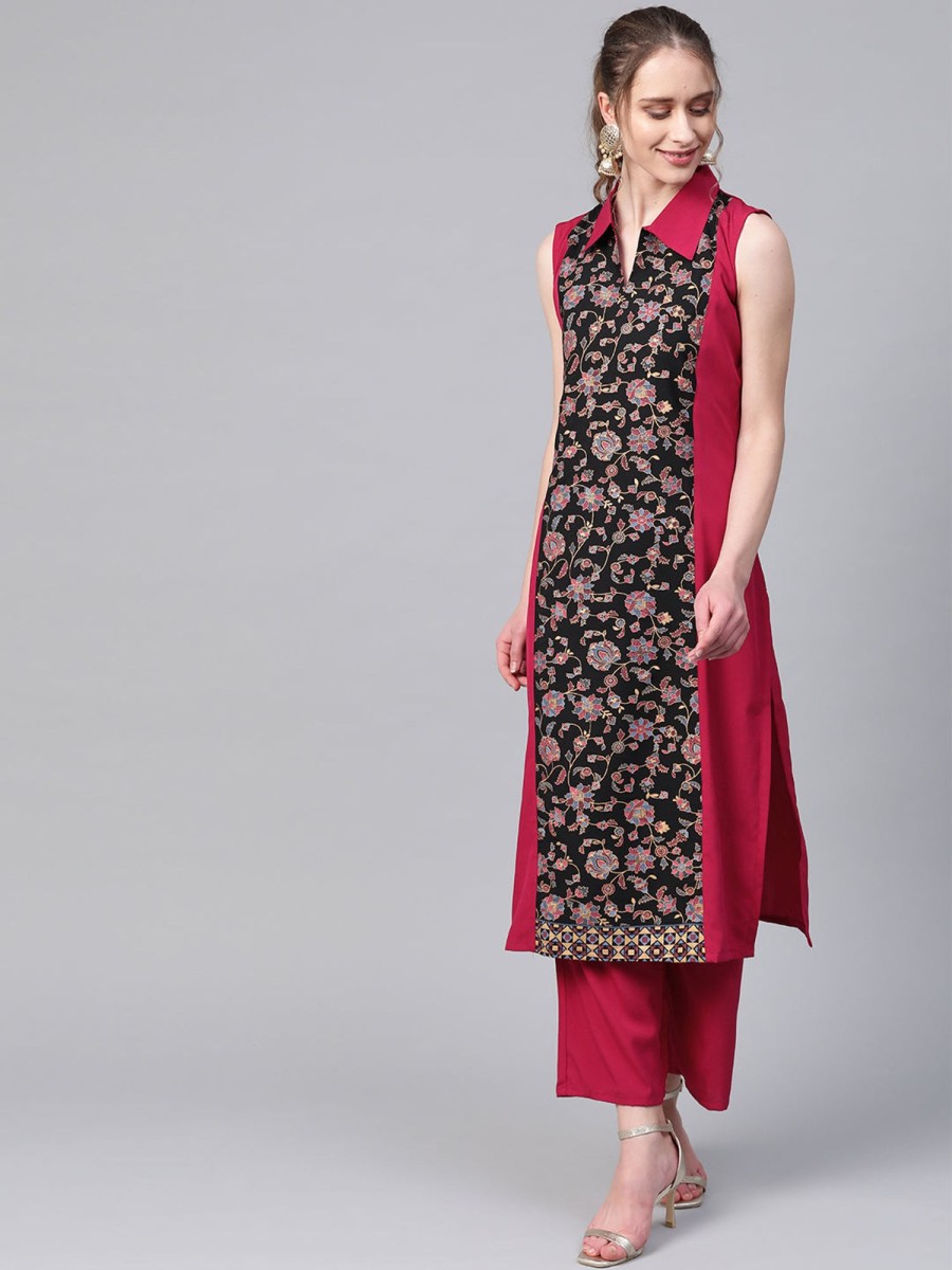 Women Ziyaa | Women'S Pink Floral Print Kurta By Ziyaa. – (1Pc Set)