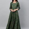 Women Kipek | Women'S Green Printed Anarkali Kurta By Kipek (1 Pc Set) Dark Green