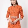 Women Myshka | Women Orange Cotton Printed Tunic By Myshka (1 Pc Set)