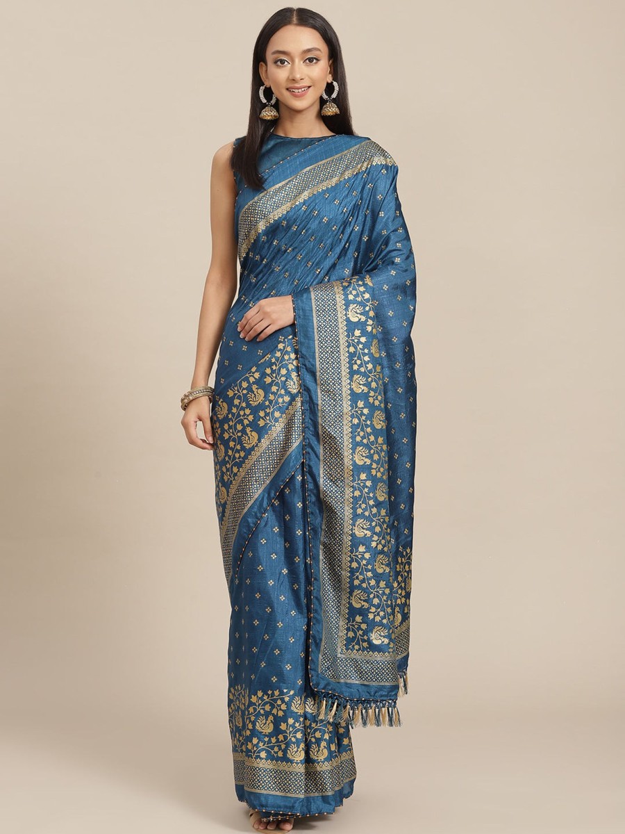 Women Dwija Fashion | Women'S Sky Colour Saree Collection - Dwija Fashion Blue