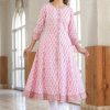 Women KAAJH | Women'S Pink Cotton Printed A-Line Kurta - Kaajh