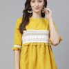 Women Wahe-NOOR | Women'S Mustard Yellow Solid A-Line Top - Wahe-Noor