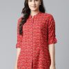 Women Wahe-NOOR | Women'S Rayon Maroon Printed Top - Wahenoor