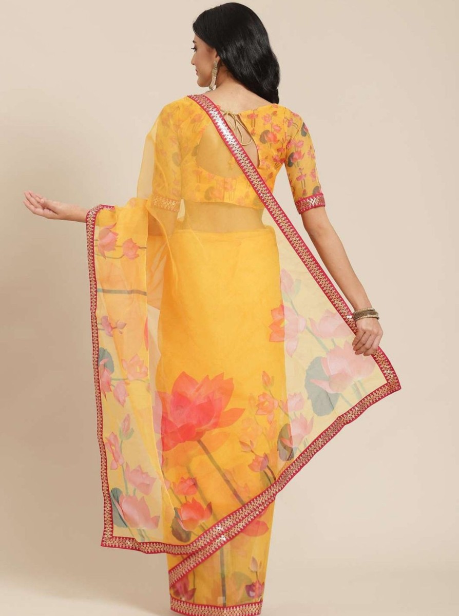 Women Dwija Fashion | Women'S Designer Color Oraganza Saree Collection - Dwija Fashion Yellow