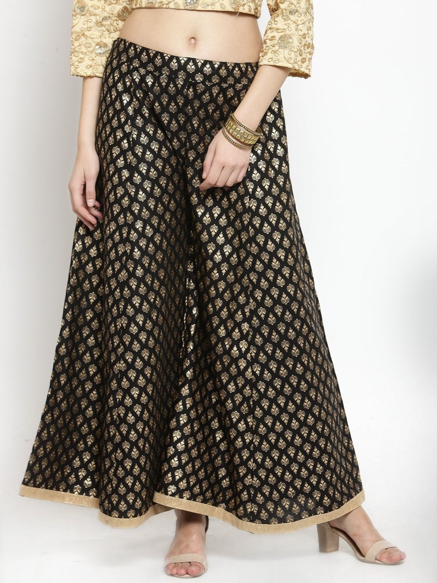 Women Wahe-NOOR | Women'S Black Printed Rayon Sharara - Wahe-Noor