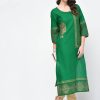 Women CHEERA | Women'S Green Hand Block Print Straight Kurta Only - Cheera