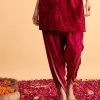 Women Lyush | Women'S Fuchsia Velvet Dhoti Pants - Lyush