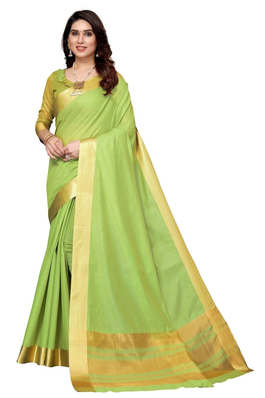 Women Vamika | Women'S Cotton Polyester Silk Weaving Saree - Vamika Green