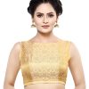 Women Madhu Fashion | Women'S Polyester Sleeveless Readymade Saree Blouse - Madhu Fashion Gold