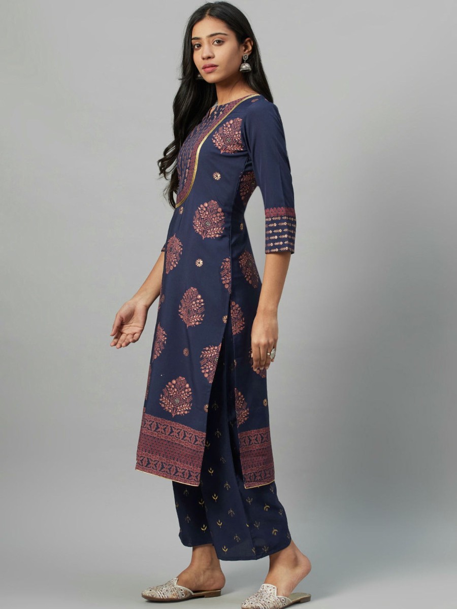 Women Ziyaa | Women'S Blue Crepe Kurta - Ziyaa