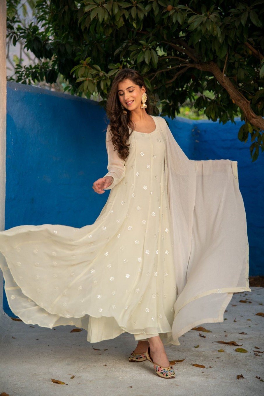 Women Label Shaurya Sanadhya | Women'S High Kali Anarkali Set - Label Shaurya Sanadhya Ivory