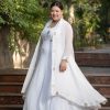 Women Label Shaurya Sanadhya | Women'S Plus Size Off White Jacket Gown With Sequin And Zari Work ( Set Of 2) - Label Shaurya Sanadhya