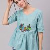 Women AKS | Women'S Singapore Embroidered Tunic - Aks Blue