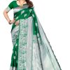 Women Varanga | Women'S Light Color Banarasi Silk Saree With Blouse - Varanga Green