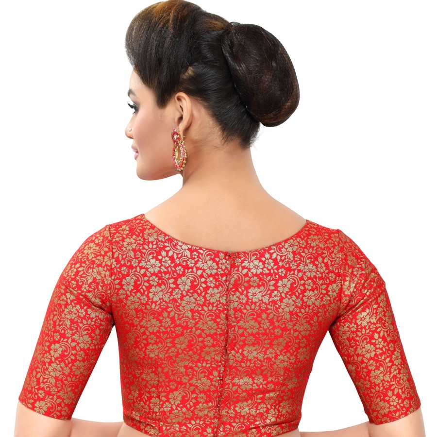 Women Madhu Fashion | Women'S Polyester Elbow Length Sleeves Blouse - Madhu Fashion Red