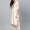 Women Ziyaa | Women'S Colour Dyed Straight Polysilk Kurta - Ziyaa Cream