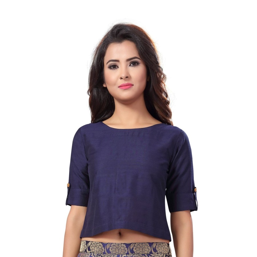 Women Shringaar | Women'S Cotton Half Sleeve Saree Blouse - Shringaar Blue