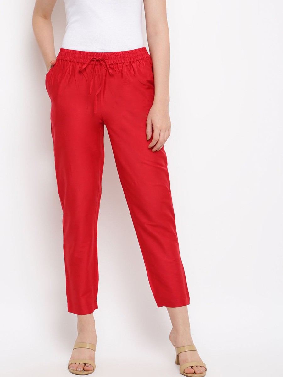 Women IMARA | Women'S Solid Straight Pants - Imara Red