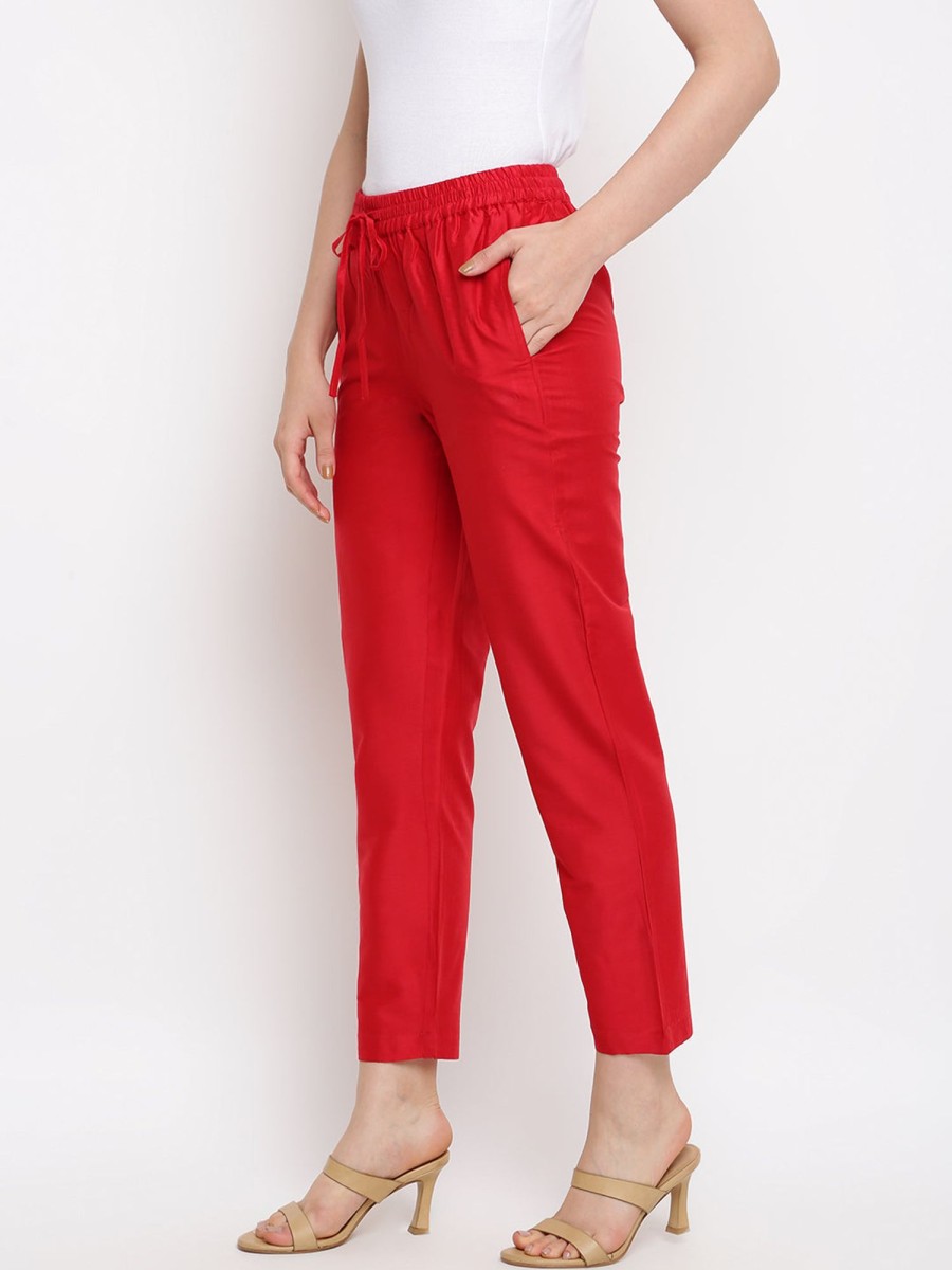 Women IMARA | Women'S Solid Straight Pants - Imara Red