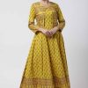 Women CHEERA | Women'S Mustard Viscose Cotton Long Kalidar Kurta With Jacket - Cheera