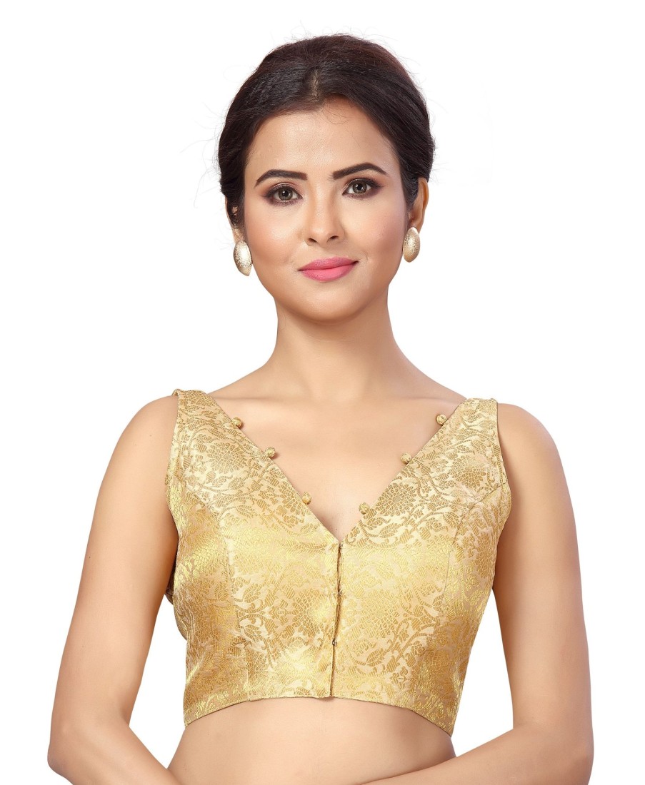 Women Shringaar | Women'S Polyester Stitched Sleeveless Blouse. - Shringaar Gold