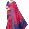 Women Vamika | Women'S Vamika Pink Cotton Silk Weaving Saree - Vamika