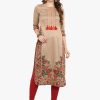 Women Janasya | Women'S Light Brown Poly Silk Kurta-Janasya