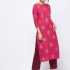 Women Aniyah | Women'S Block Printed Straight Kurta - Aniyah Pink