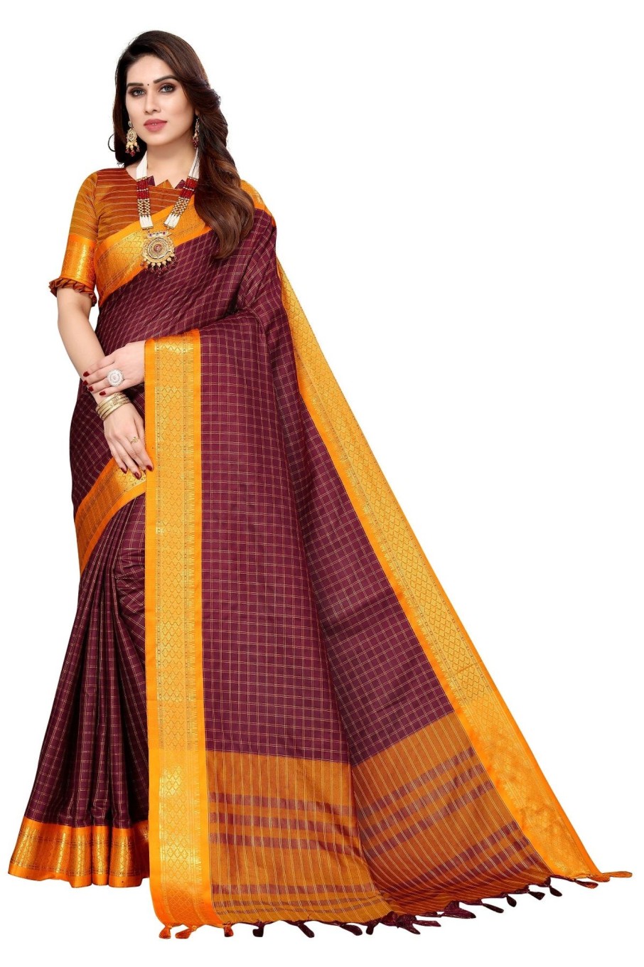 Women Vamika | Women'S Weaving Cotton Silk Saree - Vamika Maroon