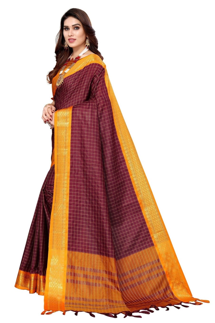 Women Vamika | Women'S Weaving Cotton Silk Saree - Vamika Maroon