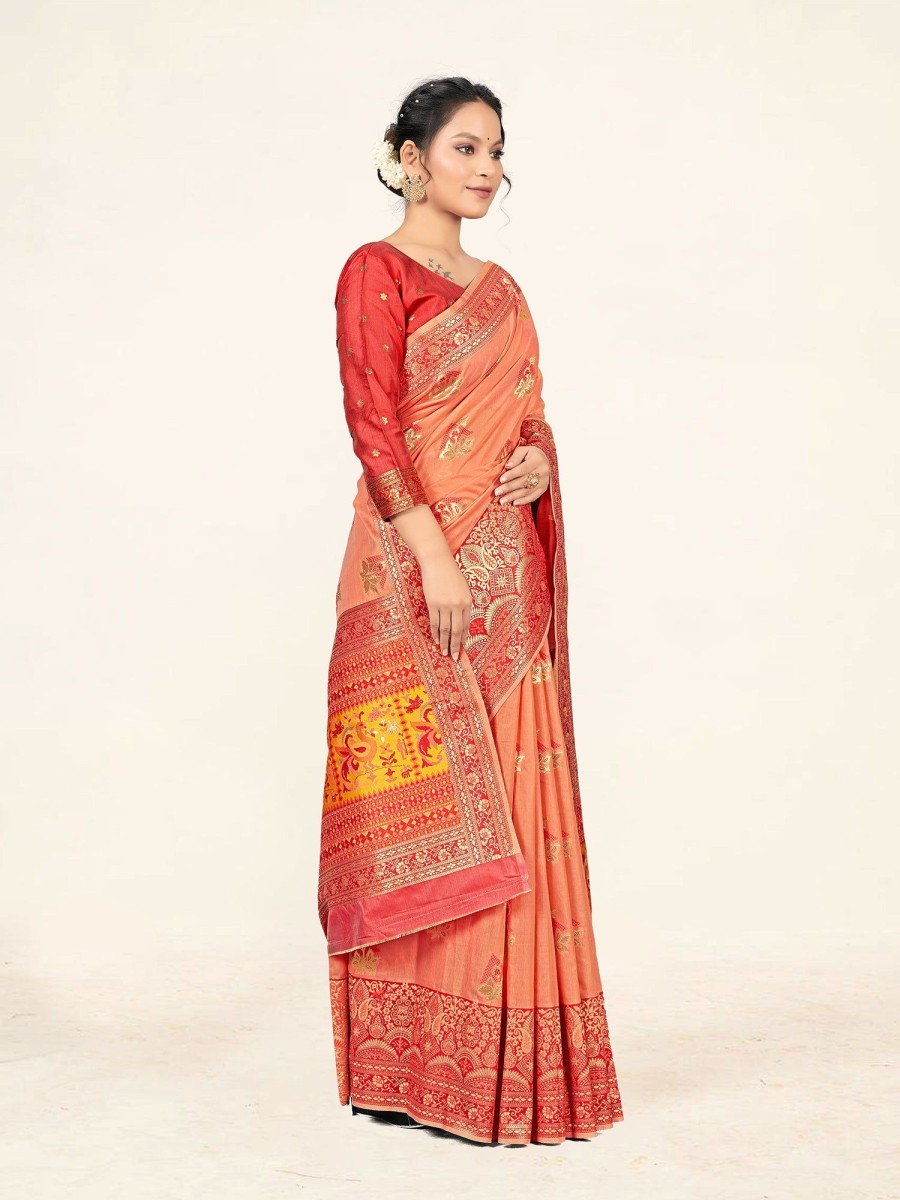 Women Sweet Smile | Women'S Color Stylish Saree With Blouse Set - Sweet Smile Peach