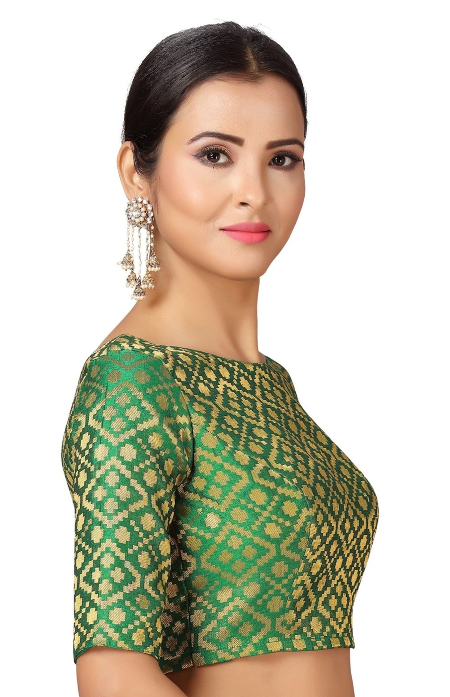 Women Shringaar | Women Green Brocade Saree Blouse By Shringaar (1Pc)