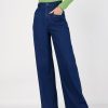 Women Lyush | Women'S Blue Bone Pocket Straight Jeans - Lyush