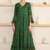 Women SARAS THE LABEL | Women'S Green Bandhani Print Gown By Saras The Label (1 Pc Set)