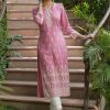 Women CHEERA | Women'S Baby Pink Embellished Daily Wear Cotton Blend Kurta - Cheera