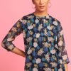 Women Janasya | Women'S Navy Blue Poly Georgette Top-Janasya