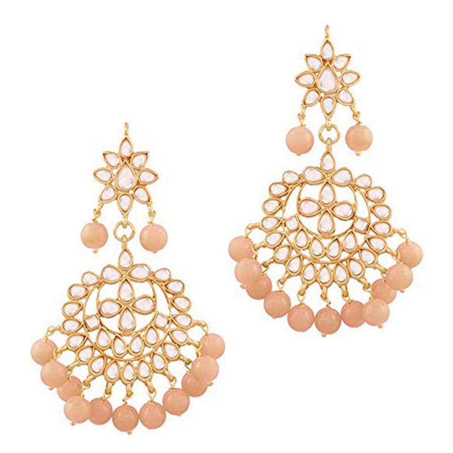 Jewellery I Jewels | Women'S Traditional Gold Plated Chandbali Kundan U0026 Pearl Earring Set With Maang Tikka - I Jewels