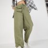 Women Lyush | Women'S Olive Corduroy Pouch Pocket Drawstring Pants - Lyush