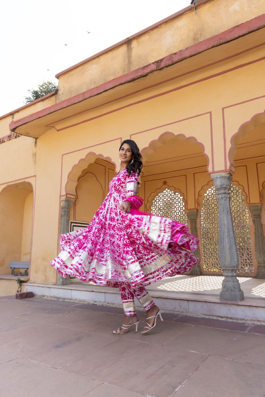 Women Pomcha Jaipur | Women'S Imara Cotton Anarkali Set - Pomcha Jaipur Pink