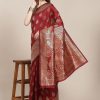 Women Varanga | Women'S Color Banarasi Silk Saree With Blouse - Varanga Maroon