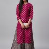 Women Ziyaa | Women'S Poly Silk Foil Printed Straight Kurta - Ziyaa Pink