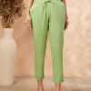 Women IMARA | Women'S Floral Solid Elasticated Waist Straight Pants - Imara Green