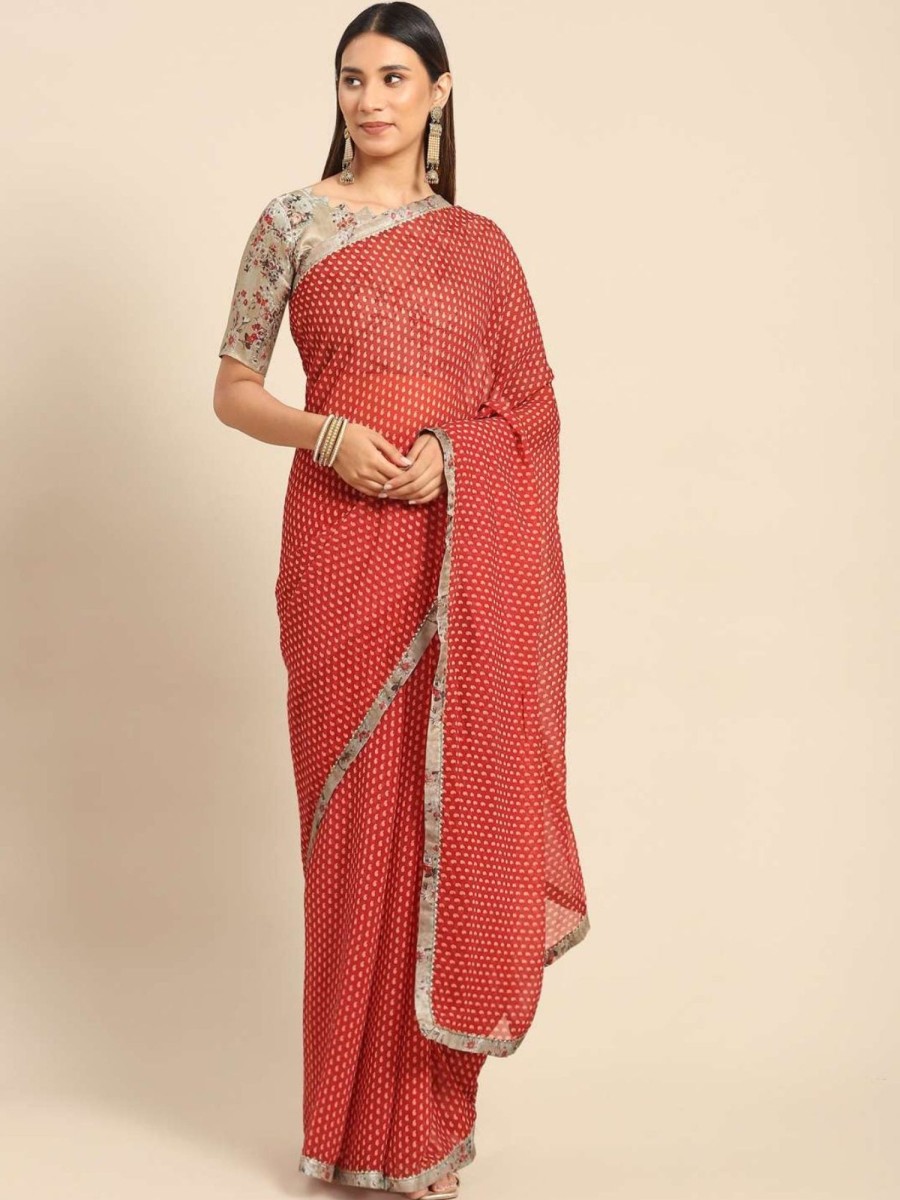 Women Dwija Fashion | Women'S Designer Georgette Saree Collection - Dwija Fashion Red