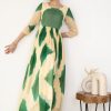 Women SARAS THE LABEL | Women'S Green U0026 Cream Tie-Die Gown By Saras The Label (1 Pc Set)