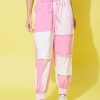 Women StyleStone | Women'S Denim Patchwork Jogger - Stylestone Pink