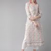 Women AKS | Women'S Floral Printed Straight Kurta In White U0026 Rust Red - Aks