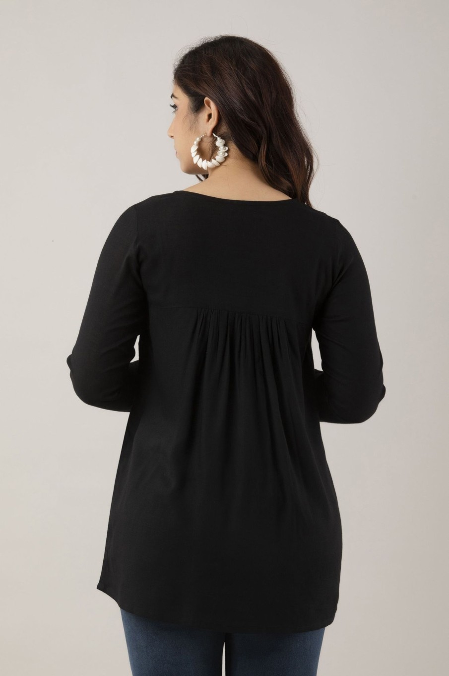 Women Charu | Women'S Embroidered Viscose Rayon Regular Top ( ) - Charu Black